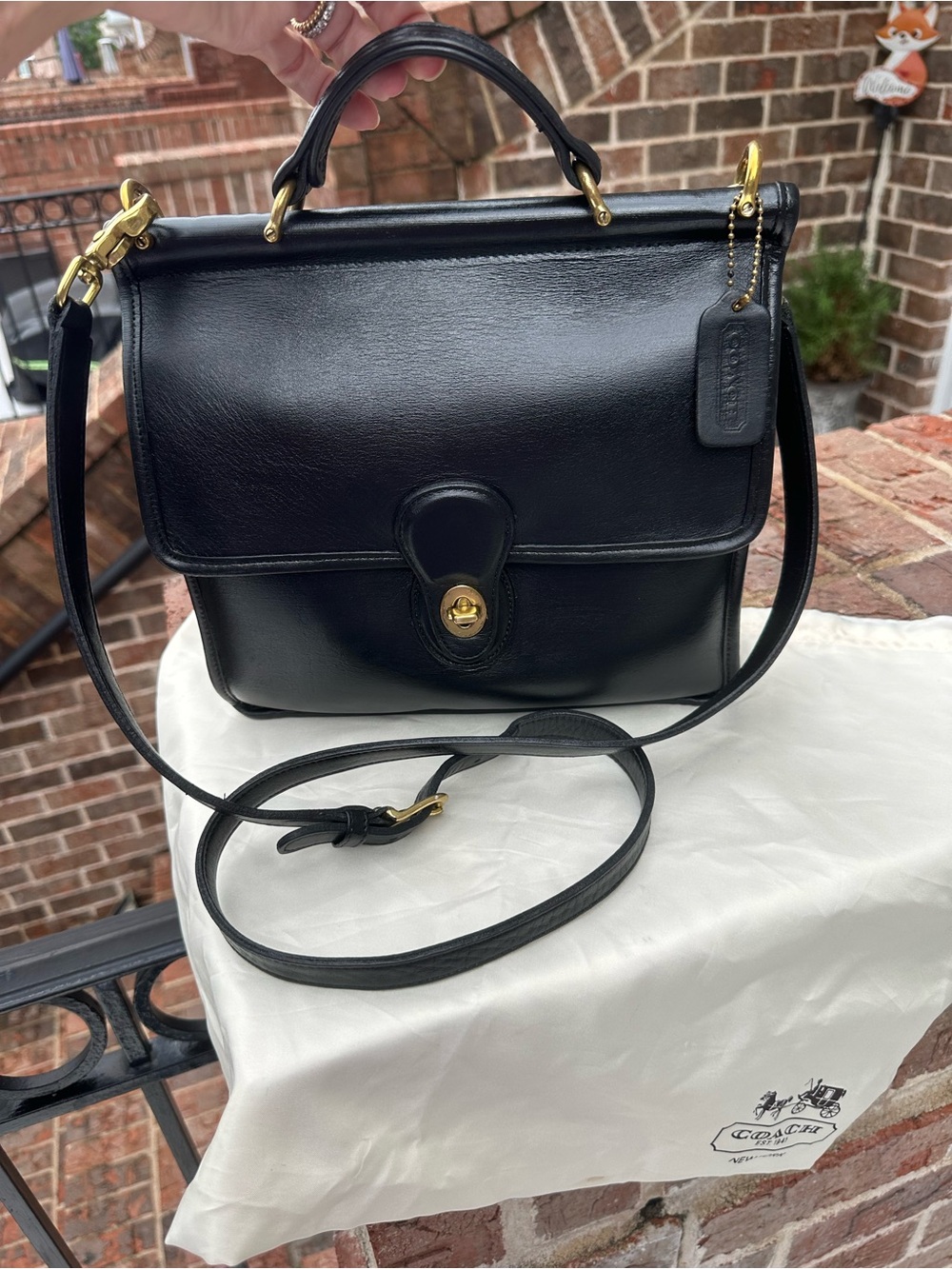 Coach Black Leather Satchel with Brass Hardware-Vintage impeccable condition.